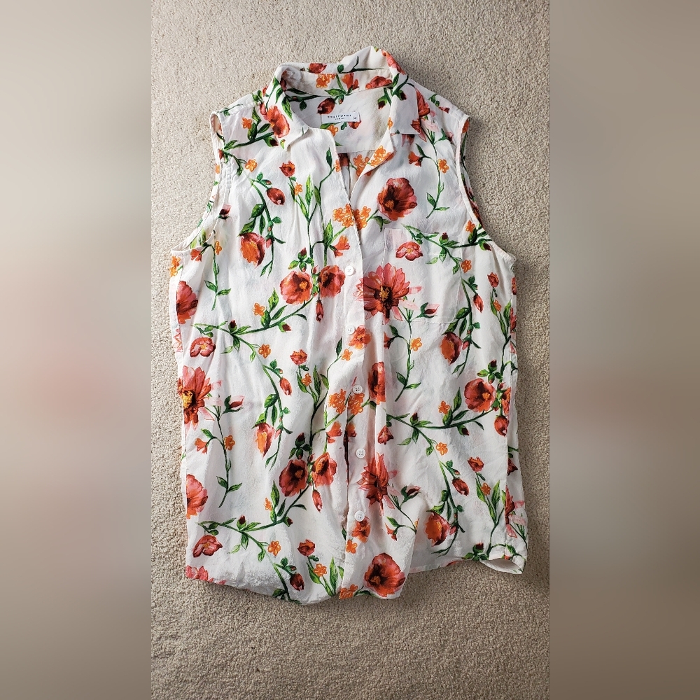 Equipment S Riley floral sleeveless silk top